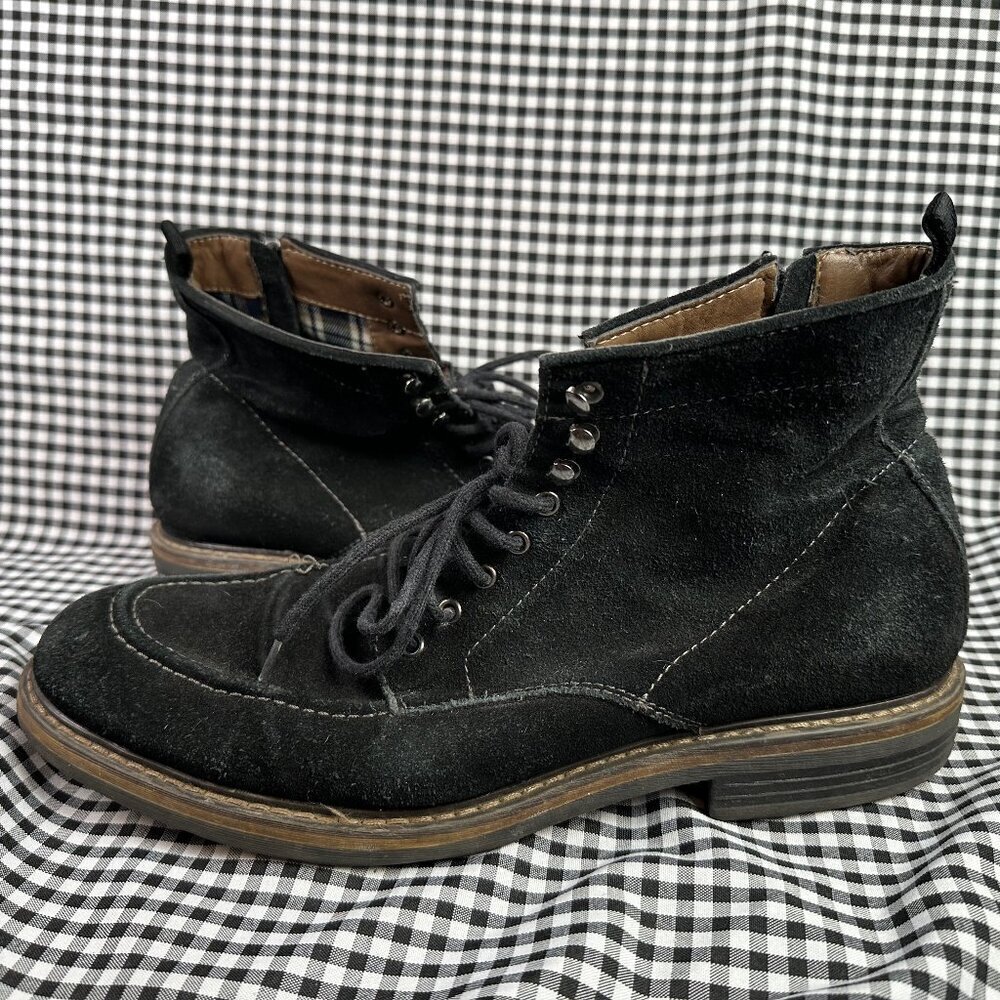 G.H. Bass Men's Reston Suede Black Lace Up Moc Toe Boots Size 11